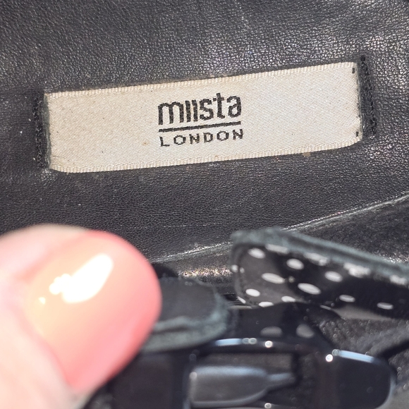 MIISTA OF LONDON WOMENS SANDALS BLACK WHITE POLKA DOT WIDE STRAPS WEDGE SIZE 41 - Picture 7 of 7